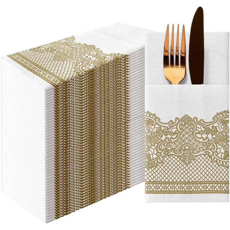 Amazon's Best-Selling Restaurant, Hotel, Banquet, Wedding Single-Layer Thickened Disposable Knife and Fork Set with White Dust-Free Paper Napkins
