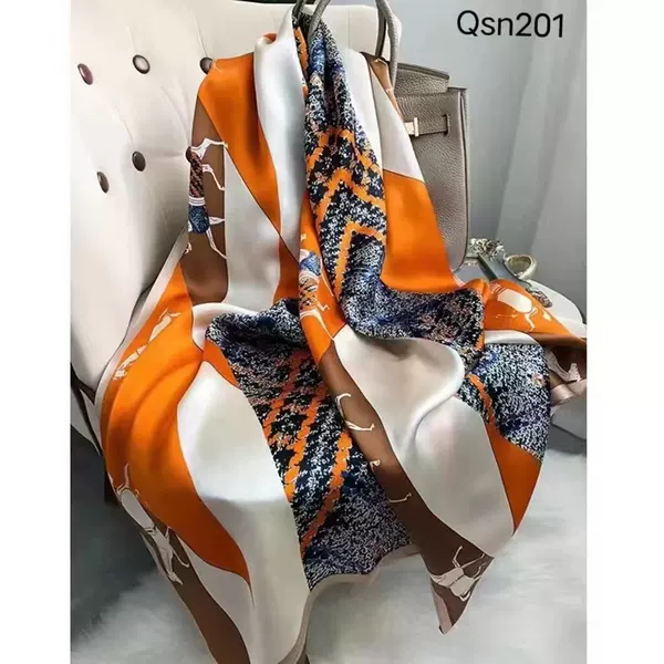 90×180 High-End Brocade Silk Scarf for Spring and Autumn, Stylish and Versatile Faux Silk Long Scarf for Neck Protection