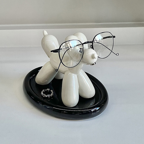 New electroplated puppy desktop storage rack, light luxury ceramic entrance key storage rack, high-value glasses rack