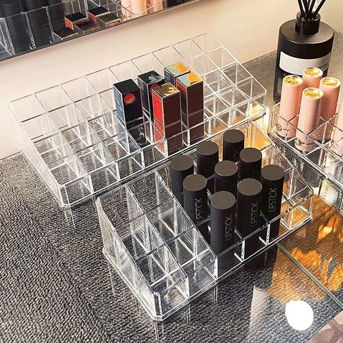 12-grid trapezoidal lipstick storage box light luxury transparent acrylic storage rack desktop cosmetics storage rack lipstick rack