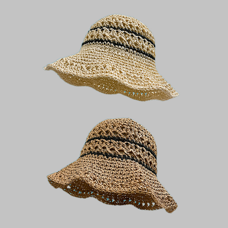 126g Weight Shearling Hat, Straw Hat Hats Type Women's Casual Style Vacation Solid Color Big Eaves Shearling Hat Straw Hat