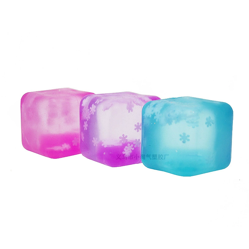 Игрушка «ледяной куб» слайм, антистресс для детей с снежинками, 3 × 3.5 см (фуксия/синий/фиолетовый)