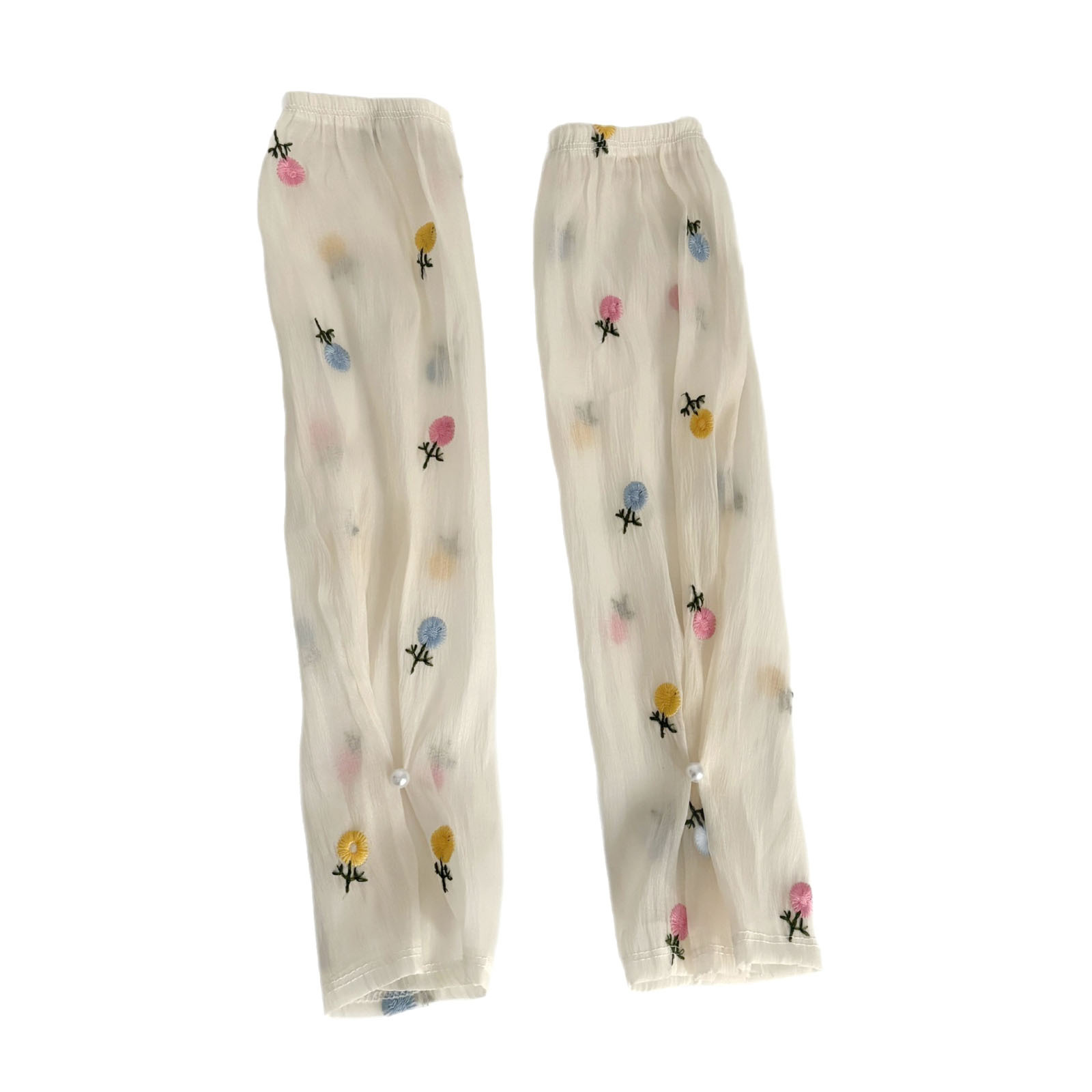 Mangas de hielo, mangas de protección solar, nuevas flores bordadas, mangas acampanadas sueltas, hebilla de perlas, mangas de hielo, mangas de seda de hielo, mangas de seda de hielo, mujeres