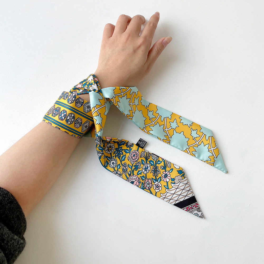 Women's Elegant Retro Printing Bag Satin Silk Scarf display picture 18