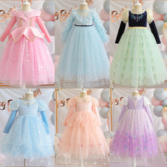 2022秋季新款冰雪ins風愛莎女公主長袖連衣裙可愛萬聖節表演禮服