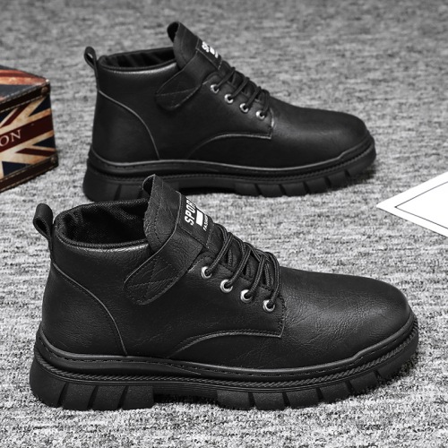 Martin boots men high-top British style boots outdoor trendy shoes mid-sole men leather boots height thick soled motorbike boots men