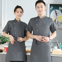Hotel chef work clothes for men and women long-sleeved short-sleeved autumn and winter kitchen baking chef uniform set with printed LOGO