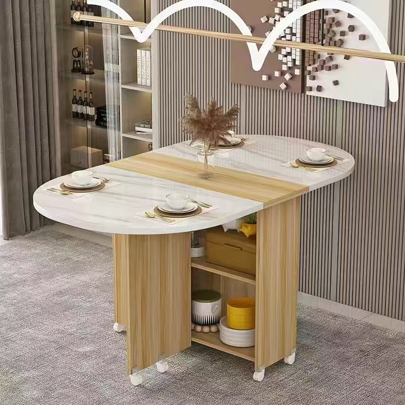 타원형(얕은 캐비닛 + 인조 흰색 대리석 패턴)