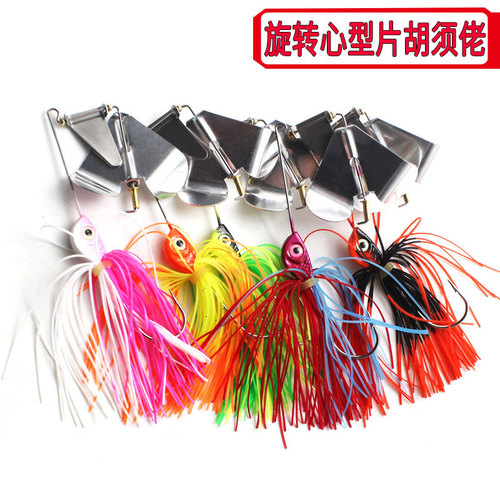 Manufacturer wholesale lure lure fake fish beard heart-shaped rotating sequin fake lure 14.7g 5-color tassel hanging soft bait