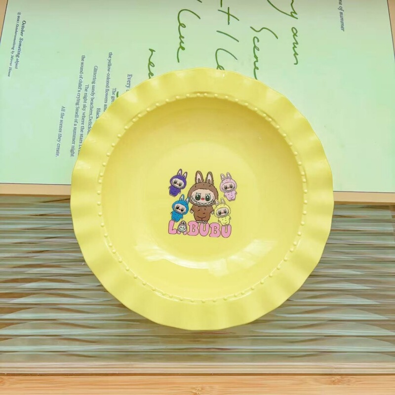 labubu马卡龙糖果色沙拉盘家用水果盘儿童甜品早餐零食水果蛋糕盘|undefined