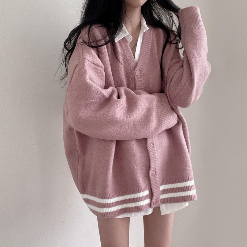 Real Price Korean ins Lazy Loose Large Edition Sweater Coat Couple's Best Friend Long Sleeve Knitted Cardigan for Women 6 Colors Real Price Korean ins Lazy Loose Large Edition Sweater Coat Couple's Best Friend Long Sleeve Knitted Cardigan for Women 6 Colors