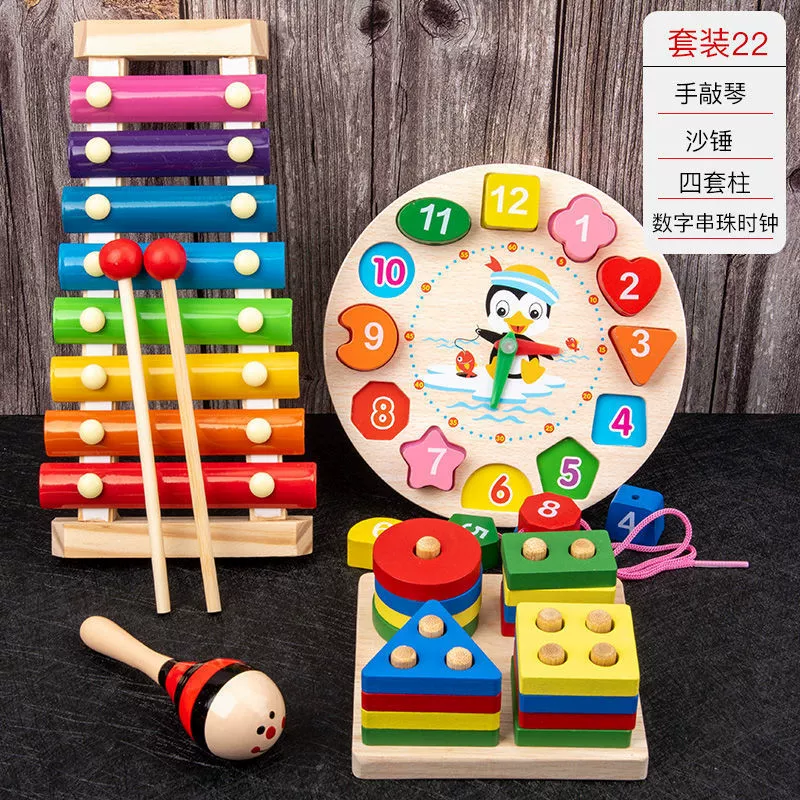 Деревянный металлофон ударных инструментов для младенцев, умная музыкальная игрушка для возраста 0-2, бренд 09-354