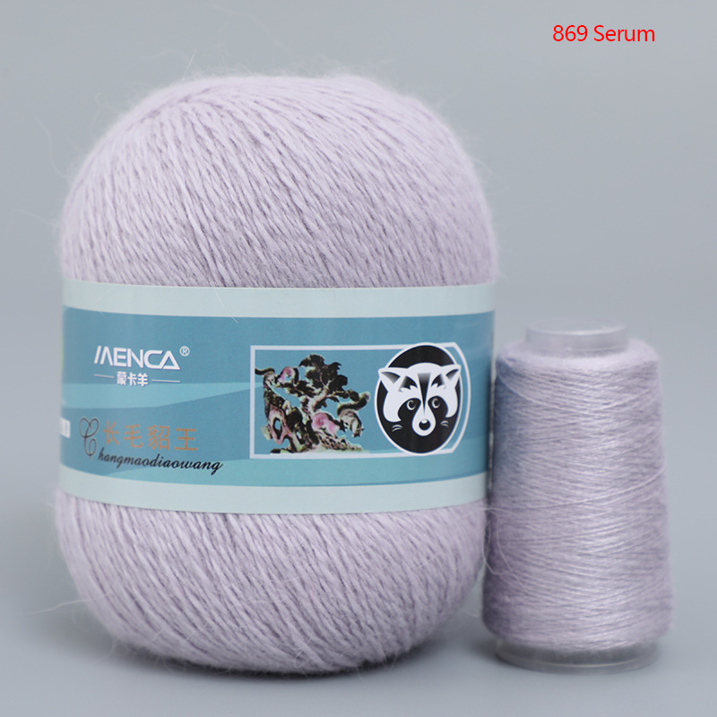 Hilo de lana de visón de lana larga Monopolio de la marca MENCA Hilo de lana de conejo de Angora Hilo de punto hecho a mano de 2 hilos