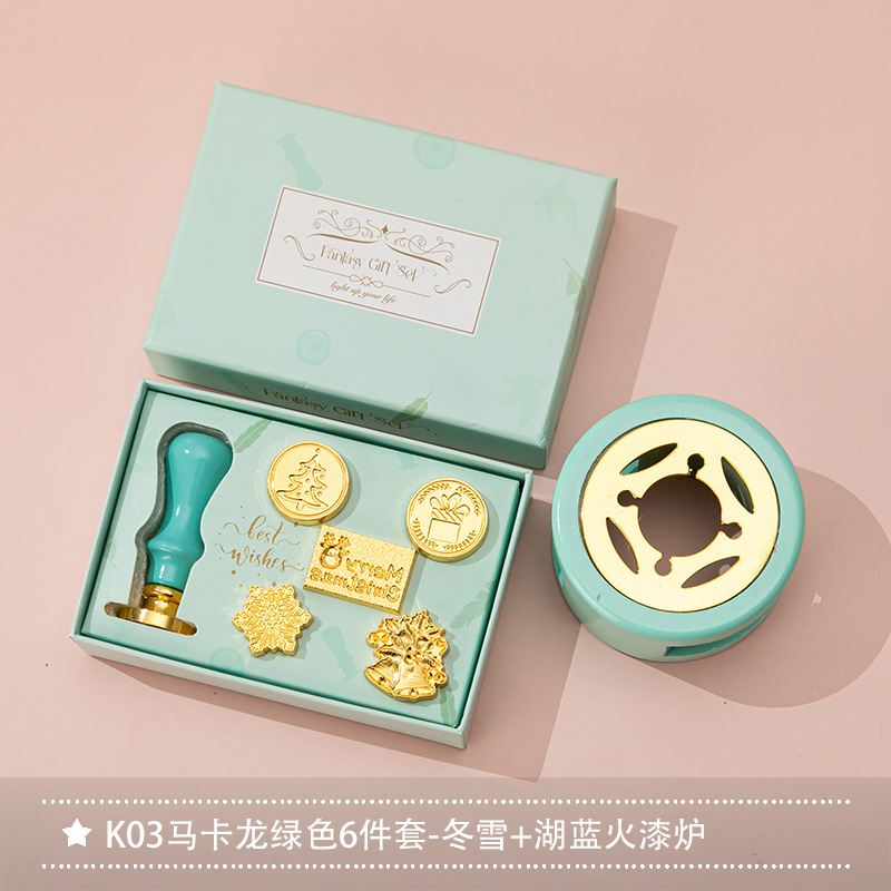 Nuevo macaron fuego pintura cera grano horno sello mano cuenta Día de San Valentín cumpleaños regalo fuego pintura sello conjunto completo al por mayor