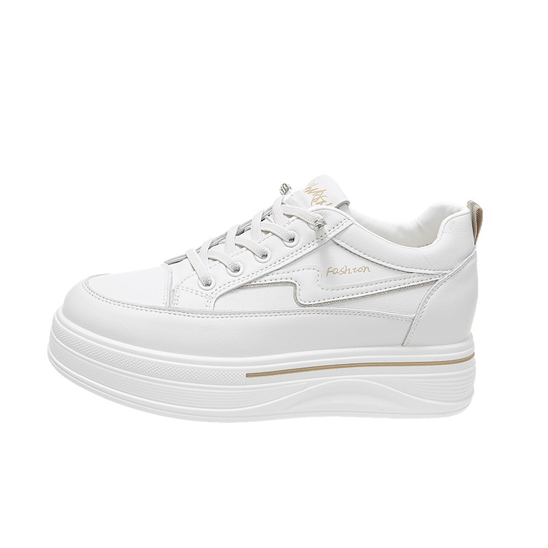 Genuine Leather Platform Trainers For Women Versatile Spring Shoes_voghion.com