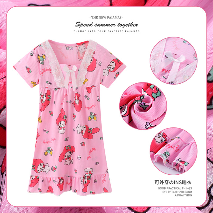 Pijama infantil princesa viento de verano nuevo chaleco de mangas cortas niñas pijama vestido de dibujos animados de verano