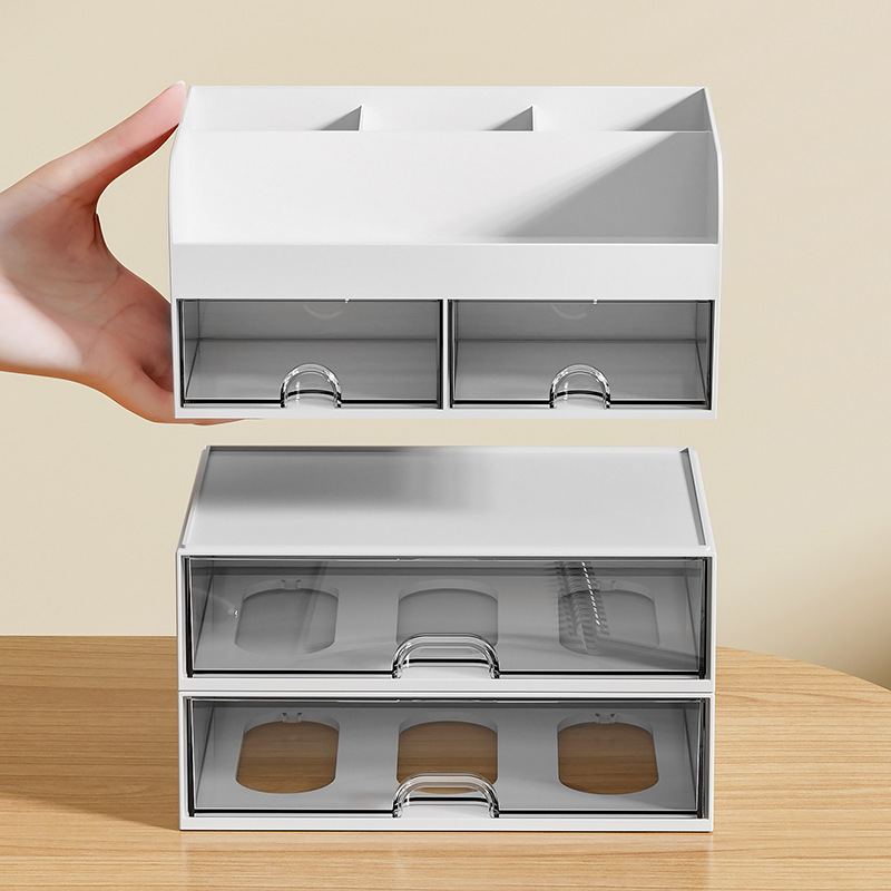 Cajón transparente de escritorio caja de almacenamiento de gran capacidad papelería de oficina niños estudiante caja de cajón de almacenamiento especial
