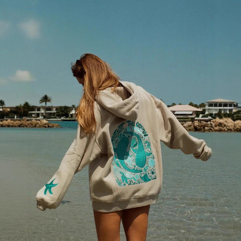 Cross-Border Best-Selling 2025 New Amazon Women's European and American Long-Sleeved Pullover Printed Sweatshirt Hoodie S-5Xl