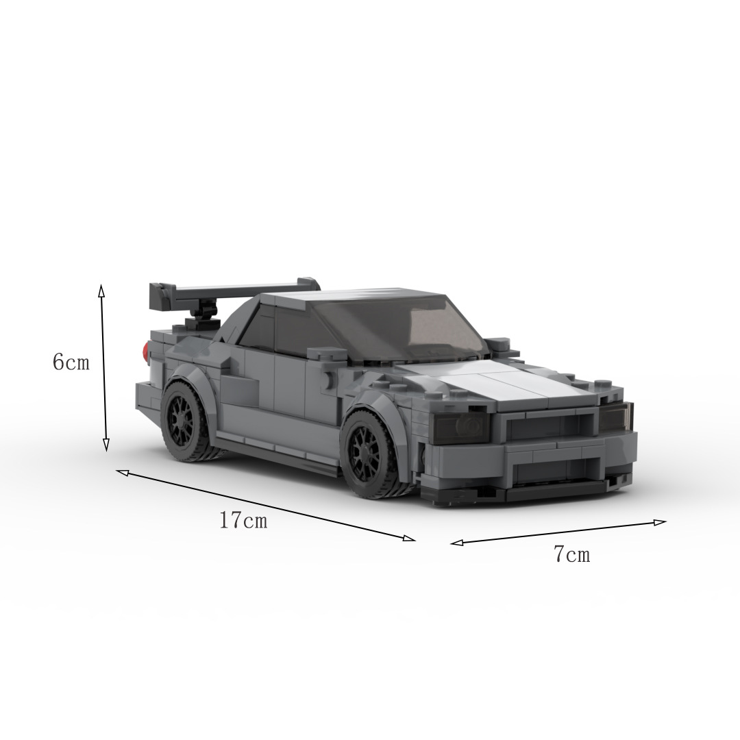 Transfronterizo MOC-130992 Nissan Skyline GT-R (R34) compatible con bloques de construcción Lego vehículo montado Juguetes
