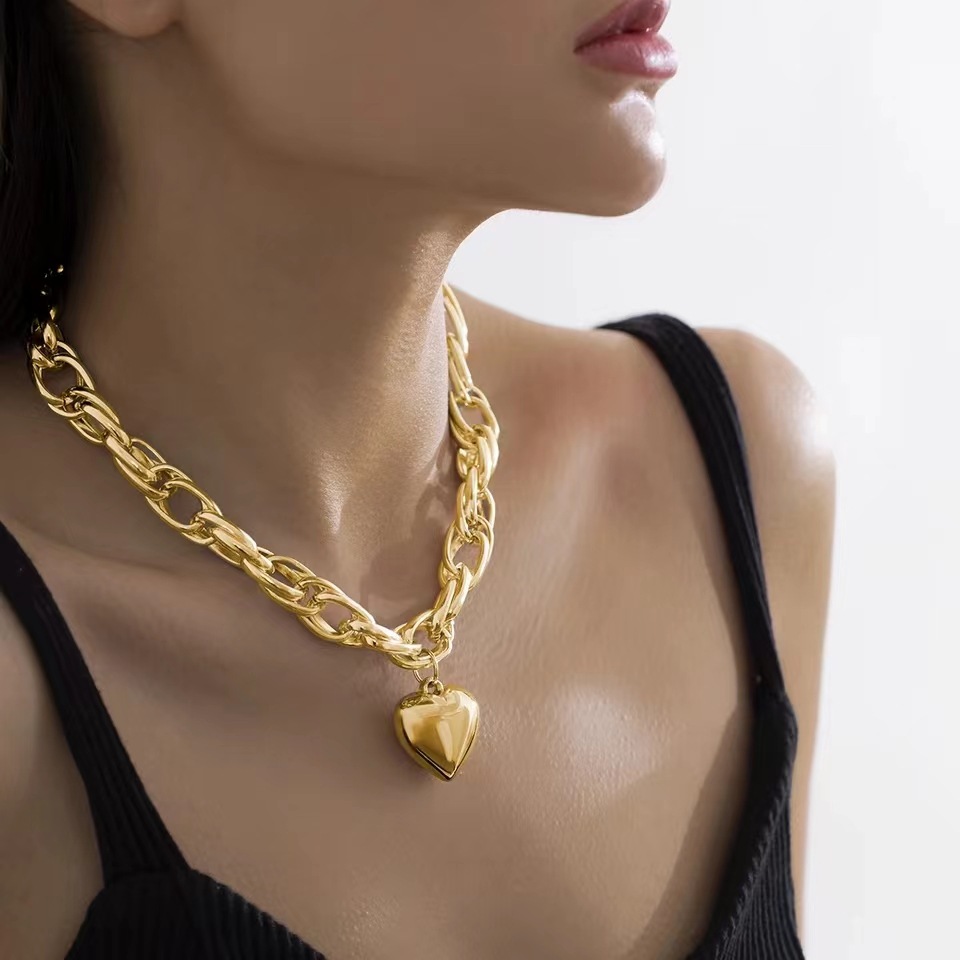 Holiday, Daily Occasion Romantic Heart Shape Aluminum Plating Unisex Pendant Necklace
