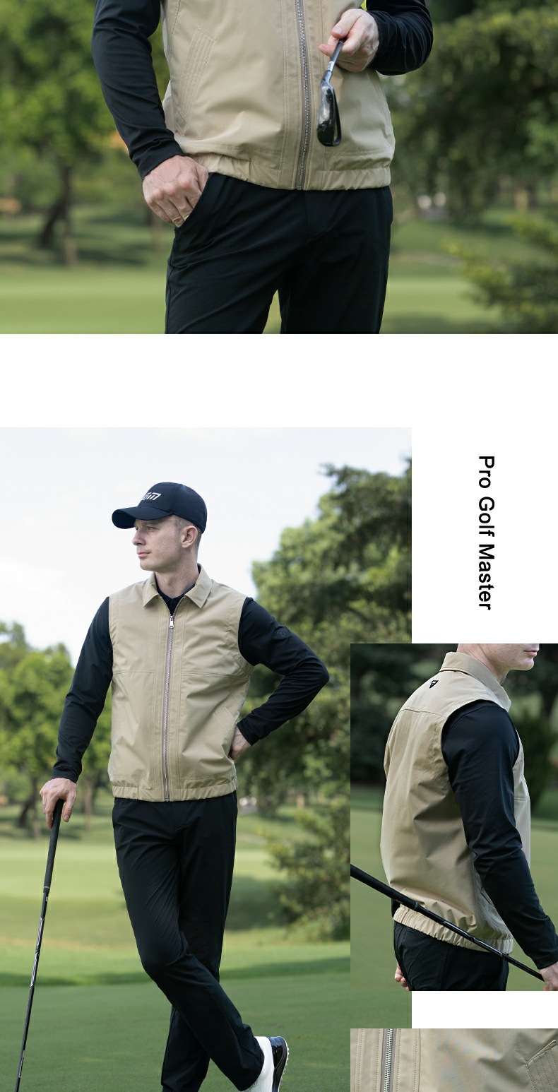 Áo ghi lê golf nam PGM chống gió giữ ấm cổ bẻ — Áo vest trắng YF725 chi tiết 13