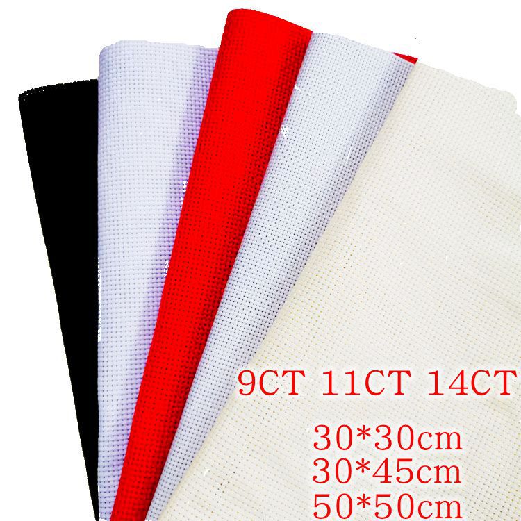 DIY Cross-Stitch Fabric, Large, Medium, and Small Grids 9Ct 11Ct 14Ct Pure Cotton White, Red, Beige Cross-Stitch Fabric DIY Cross-Stitch Fabric, Large, Medium, and Small Grids 9Ct 11Ct 14Ct Pure Cotton White, Red, Beige Cross-Stitch Fabric