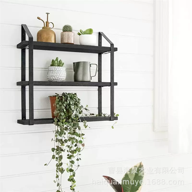 实木墙上置物架客厅背景墙杂物整理架卫生间化妆品收纳架木质层架