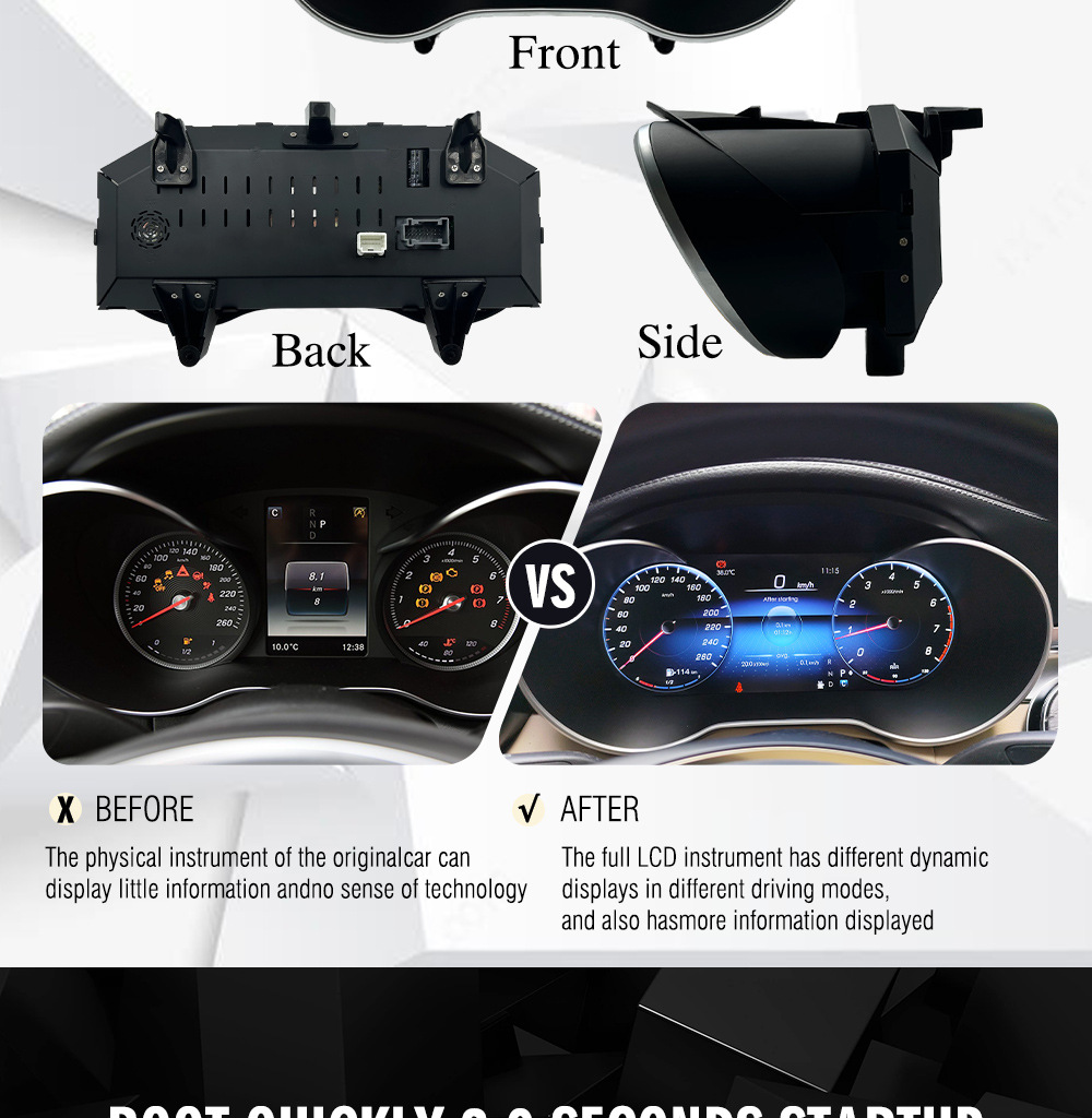 Suitable for 15-17 mercedes benz c-class/GLC with screen Carplay mobile phone interconnection old to new full LCD instrument
