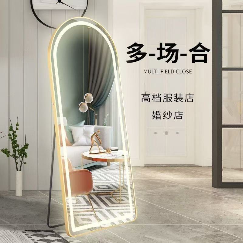 Espejo de suelo inteligente de cuerpo completo dormitorio de vestuario doméstico de mujer con lámpara LED colgada de pared inducción táctil image 7