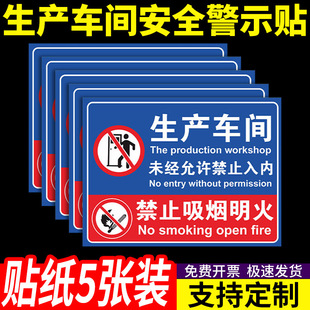 No Entry for Idle People into the Workshop. No Smoking Sign in the Warehouse. Aluminum Plate. No Production in the Production Workshop