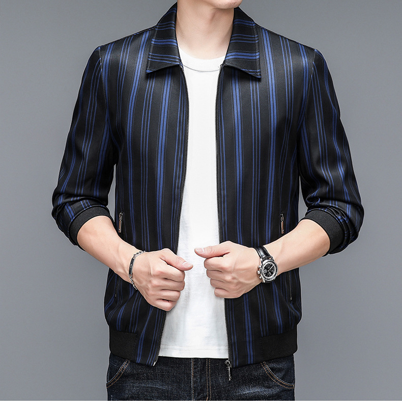 Men's Casual Lightweight Baseball Bomber Jacket With Lapel Collar_voghion.com