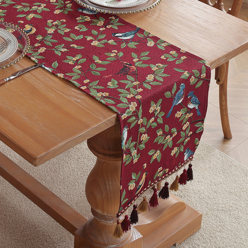 American retro long table flag tea seat Western table flag cloth light luxury jacquard embroidery long table cloth wholesale