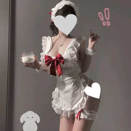 情趣内衣蝴蝶结纯欲女仆裸背围裙套装免脱制服情趣内衣小胸睡衣女