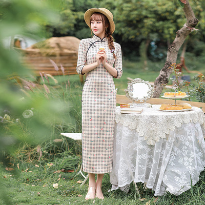 Chinese cheongsam improved 2021 new pattern Self cultivation temperament have more cash than can be accounted for Republic of China grace Early spring Dress daily