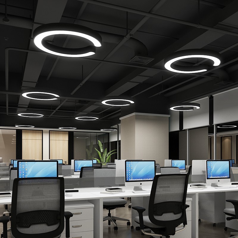 Customizado C-shaped lámpara de modelado oficina café en línea gimnasio barbería ropa industrial comercial chandelier