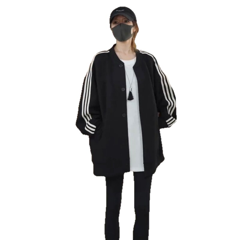 美式撞色三条杠棒球服外套女春秋新款宽松百搭时尚减龄休闲上衣潮|undefined