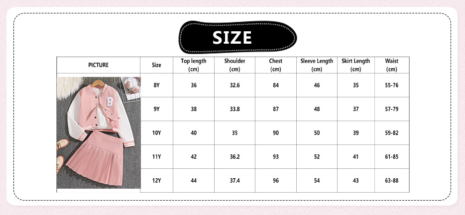 Set sportivo primaverile e autunnale per ragazze 2024 Nuova versione coreana Giacca da baseball, gonna plissettata, set in due pezzi in stile college_voghion.com