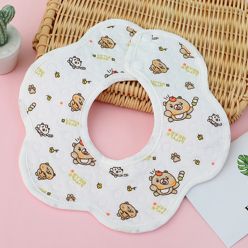 Toallas de saliva de algodón recién nacido impresión de dibujos animados capa impermeable pétalos absorción delantal anti-vomitación leche