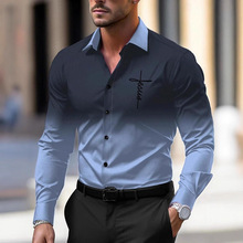 弹力竹节2025新潮酷时尚复古印花衬衫3D打印夏威夷衬衫男秋季衬衫