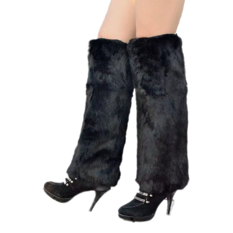 Набор ботинок из искусственного меха, пушистые короткие носки, осенне-зимний комплект с плюшевыми ножками, длинный Универсальный комплект обуви из лисьего меха