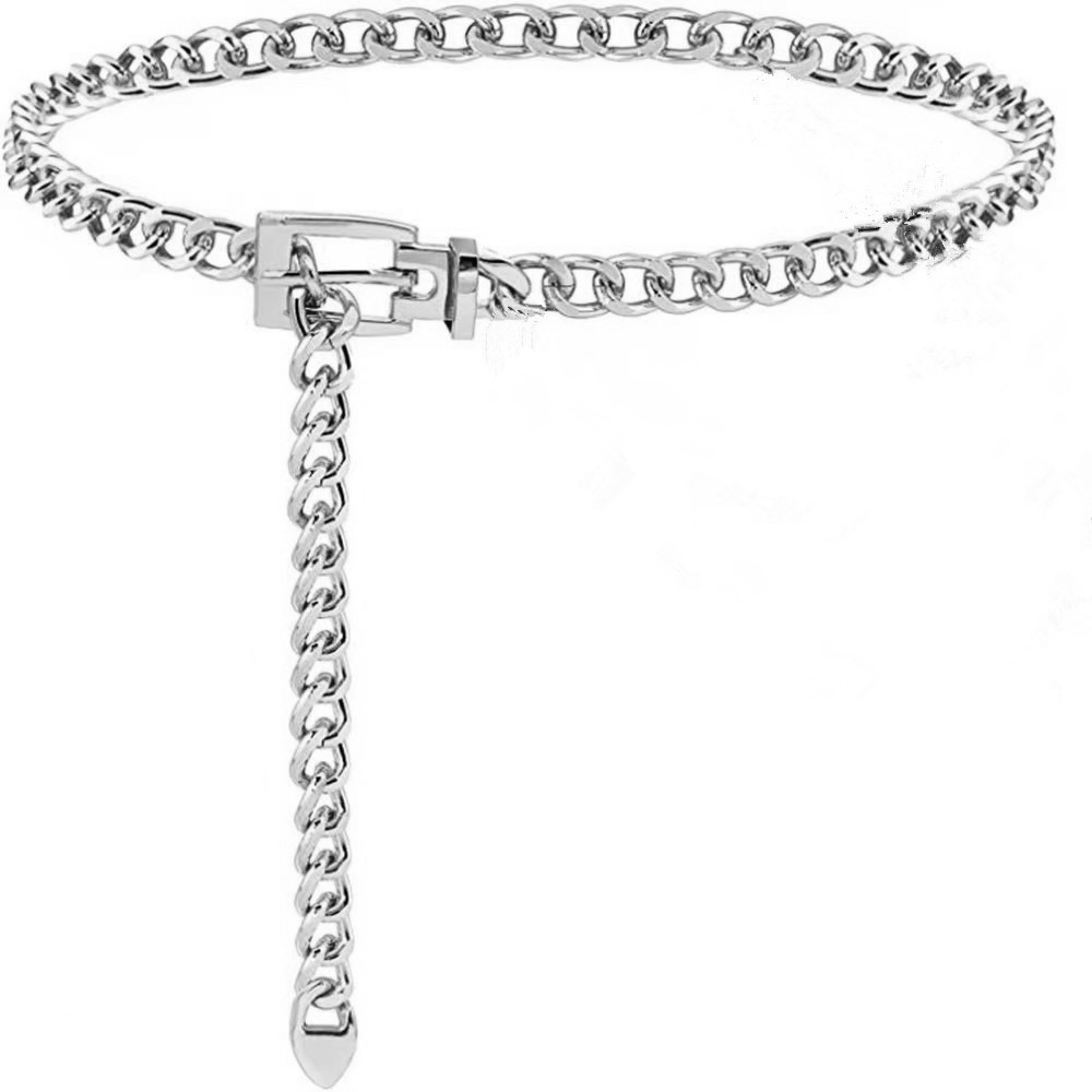 European and American Hip-Hop Metal Buckle Waist Chain, Retro Double Chain Fashion Decorative Waist Chain, Cross-Border Short Skirt Decorative Chain Wholesale