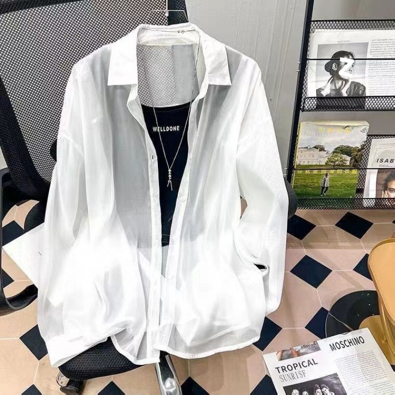 夏の新しいシフォン日焼け止めシャツ女性の長袖韓国スタイルルーズミッドレングス抗 UV 薄いカーディガン|undefined