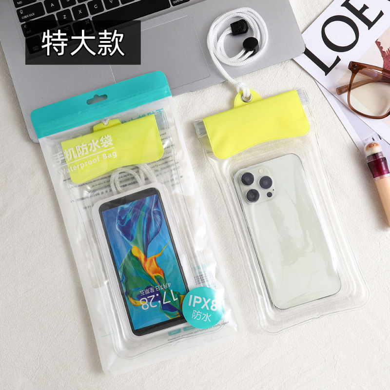 国境を越えた3本の密封された携帯電話防水袋は、タッチスクリーンの水泳エアバッグを漂流して首をかける防水携帯電話カバーを透明にすることができる|undefined