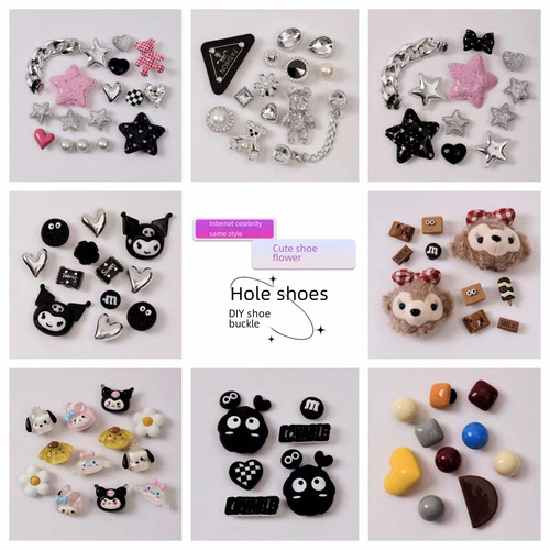 New cartoon cute DIY hole shoes accessories creative detachable 3D shoe flowers fasteners shoe decorations