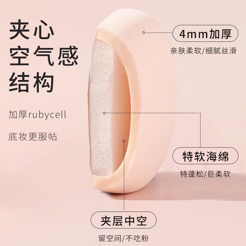 Venta al por mayor de nuevo estilo esponja de maquillaje lindo bocanada de KT super suave algodón de azúcar cojín de aire seco y húmedo de doble uso sin huevos de maquillaje en polvo