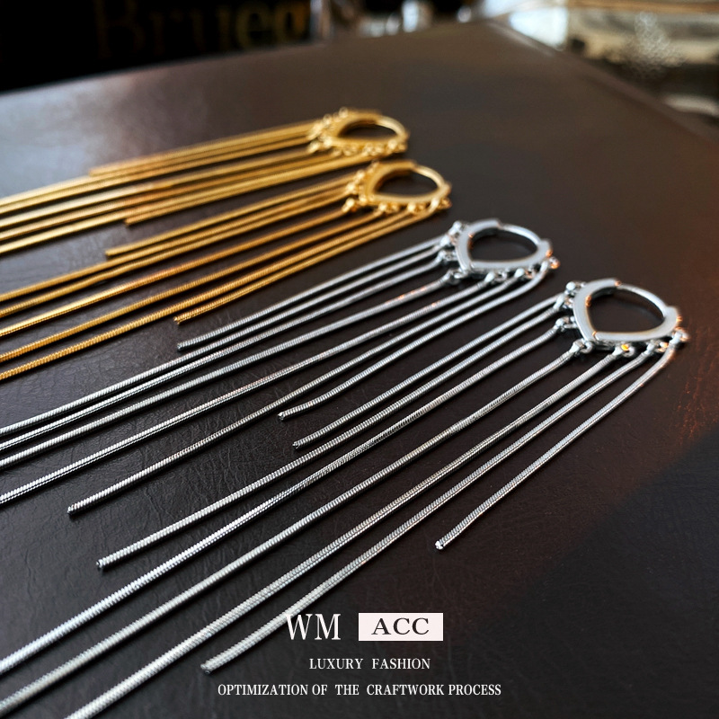 Oro real galvanizada gota de agua larga borla pendientes de moda de alto grado de metal simple estilo de luz pendientes de lujo
