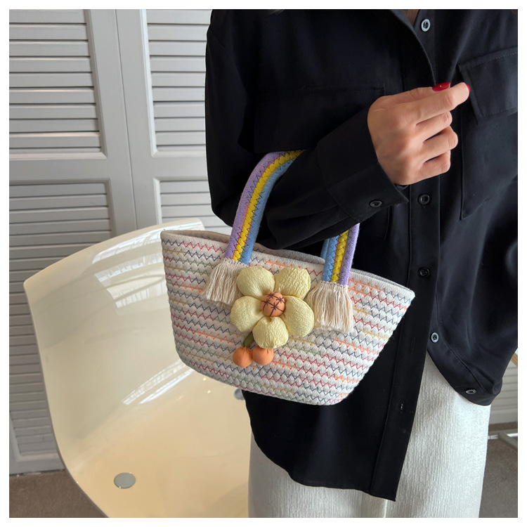 Vacation Solid Color Flower Bucket Tote Bag display picture 1