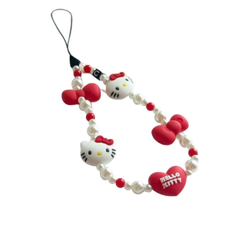 手机链三丽鸥hello kitty硅胶kt猫平替款串珠ccd装饰背包手机挂绳|undefined