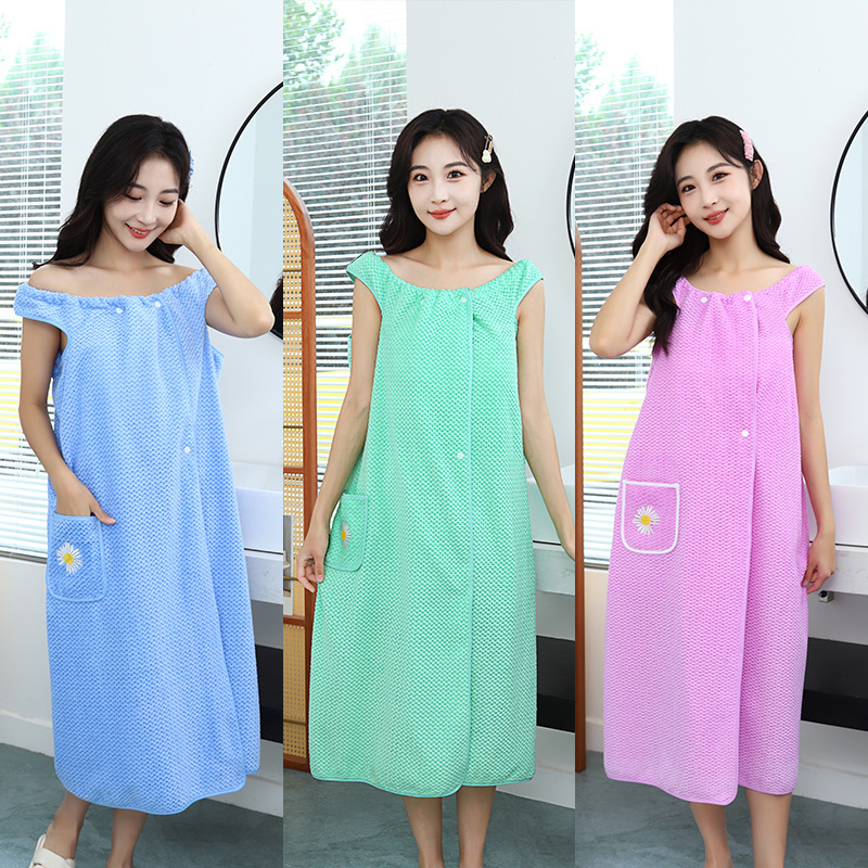 Coral fleece bath skirt soft skin-friendly wearable suspenders bathrobe changeable bath towel beach towel wearable bath towel factory wholesale