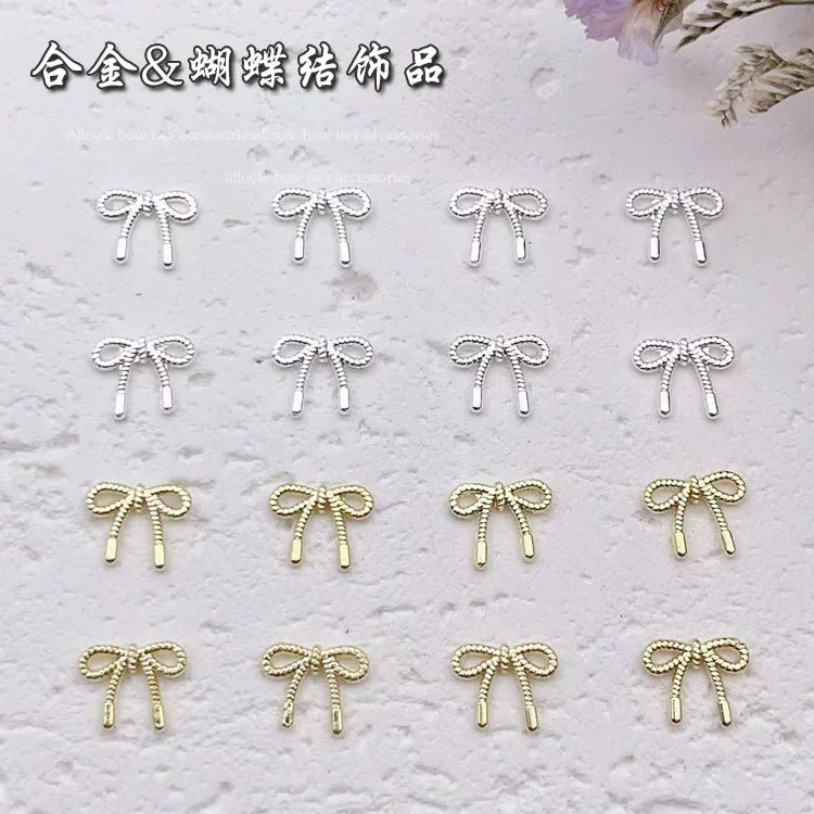 Ins Новый лук маникюрные украшения Японский легкий роскошный сплав бант ленты для ногтей украшения оптом